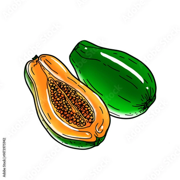 Obraz papaya fruit on white background