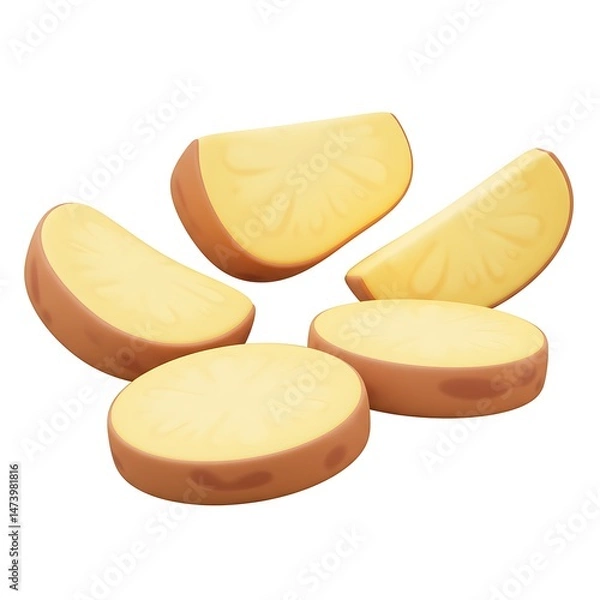 Obraz 3D quarter cut brown potatoes