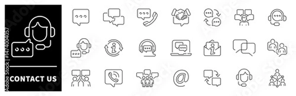 Obraz Contact us for user feedback vector outline icon set. Communication and customer support icons
