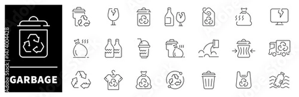 Obraz Garbage vector icons. Garbage thin line icons collection. Garbage, waste, trash, rubbish related icons