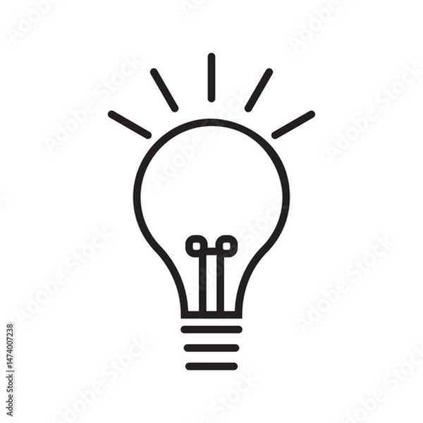 Obraz light bulb icon on white background. Idea symbol. Electric lamp, light, innovation, solution, creative thinking, electricity.