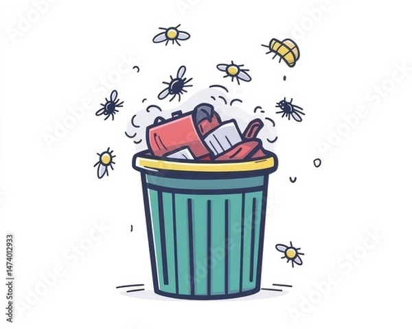 Fototapeta vector illustration of a trash can