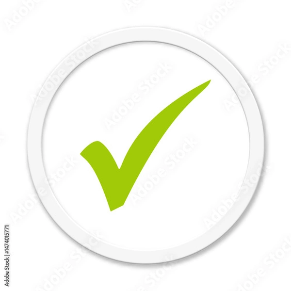 Obraz Check oder Häkchen Symbol auf weißem Button