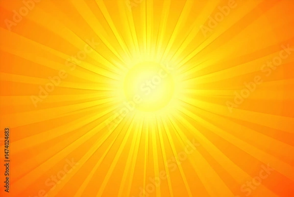 Fototapeta Vibrant Yellow-Orange Sunburst Vector, Energetic Geometric Radiance for Dynamic Designs and Creative Projects, Representing Optimism and Warmth