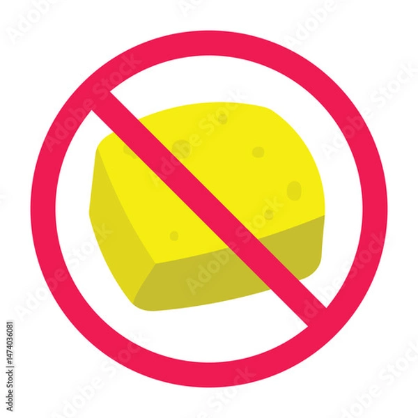 Obraz Forbidden sign with yellow tofu icon, no tofu allowed sign, do not eat yellow tofu symbol