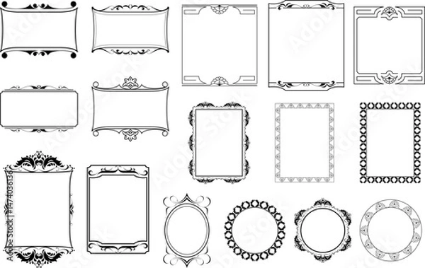 Obraz vector frames black on a white background, vintage
