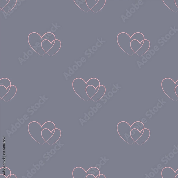 Obraz Elegant hearts outline seamless pattern