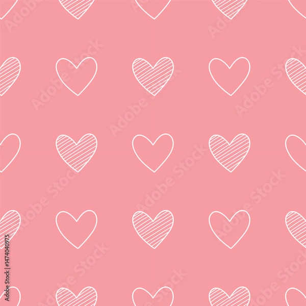 Fototapeta Hand-drawn hearts seamless pattern