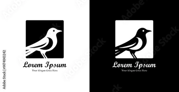 Fototapeta Bird shaped logo design combined with square