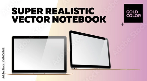 Obraz Super Realistic Vector Notebook with Blank Screen.