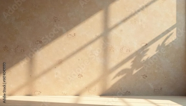 Obraz Textured taupe Venetian plaster, subtle light and shadow , plaster finish, decor, wall texture