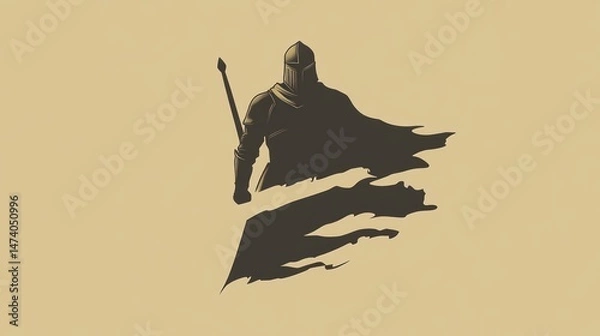 Obraz Minimalist abstract art of a medieval knight wearing a tough armored costume and a mysterious aura with a touch of unique visual art gradation.