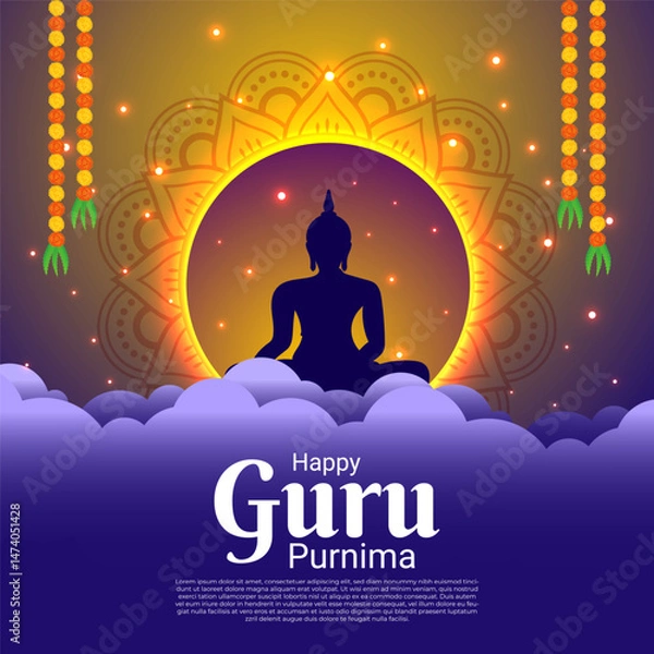 Obraz Vector illustration of Happy Guru Purnima social media template