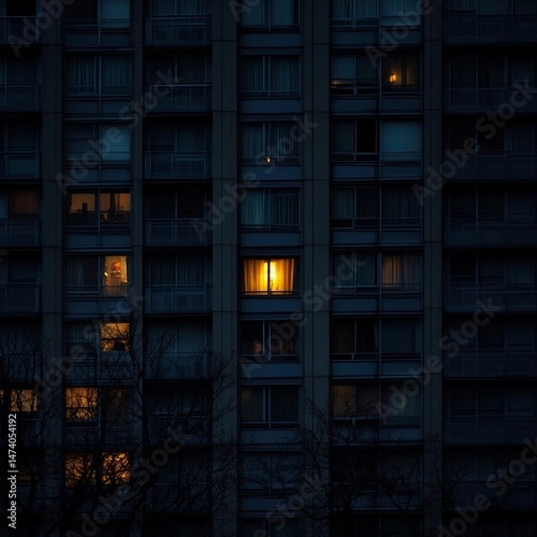 Fototapeta Building with only one window lit during the night