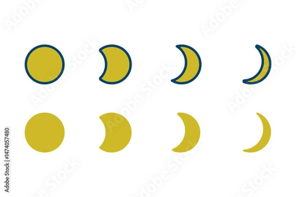 Fototapeta 月の満ち欠けのアイコンセット