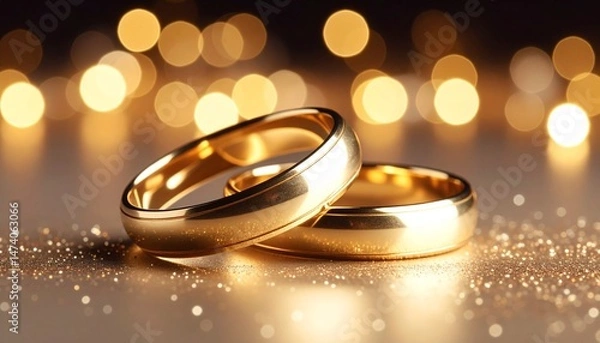 Obraz Wedding Rings with Glittering Background