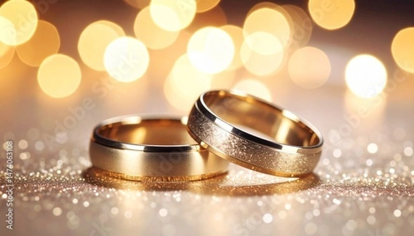 Obraz Wedding Rings with Glittering Background