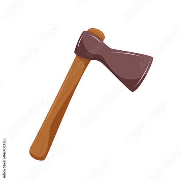 Fototapeta Axe for firewood on a white background. Camping equipment used for making a fire. Isolated vector illustration.