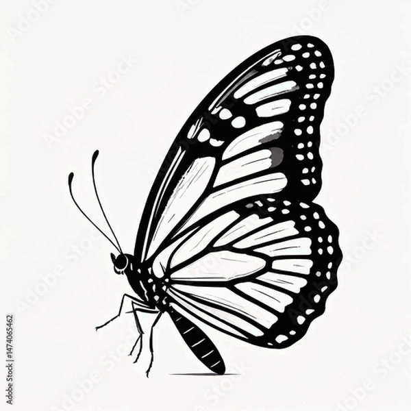 Fototapeta Black Silhouette Butterfly Vector