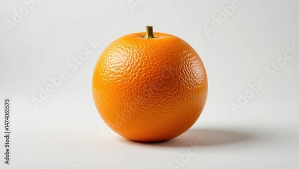 Fototapeta Whole, Fresh Orange with Textured Surface on White Background Highlighting Natural Vibrancy