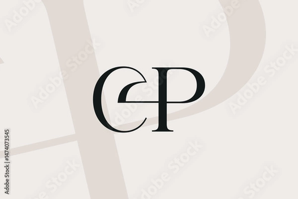 Fototapeta CP or PC letter logo icon design. Classic style luxury initials monogram.