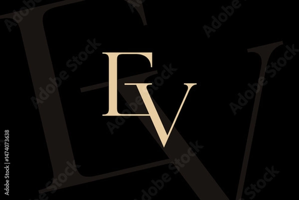 Fototapeta EV or VE letter logo icon design. Classic style luxury initials monogram.