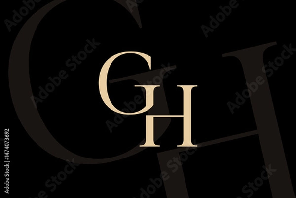 Fototapeta GH or HG letter logo icon design. Classic style luxury initials monogram.