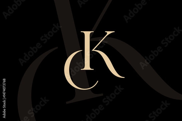 Fototapeta KC or CK letter logo icon design. Classic style luxury initials monogram.