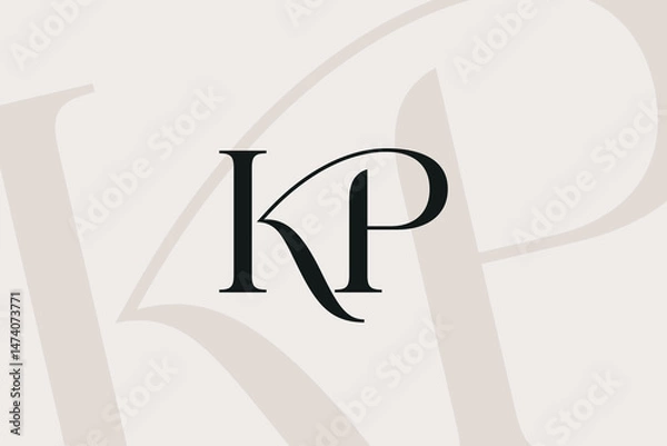 Fototapeta KP or PK letter logo icon design. Classic style luxury initials monogram.