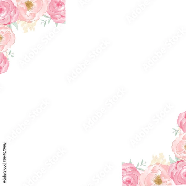 Fototapeta pink roses frame