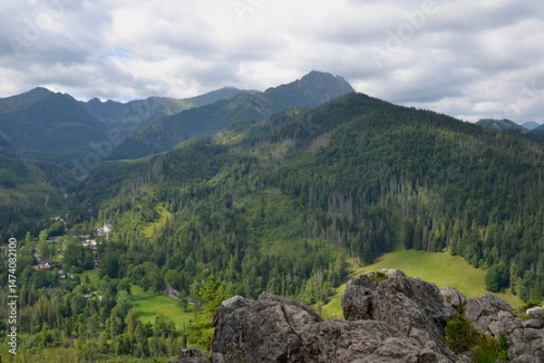 Obraz Landscape of the Tatra Mountains in the summer, view from the top of Mount Nosal. Beautiful panorama of the polish mountains, Zakopane, Poland