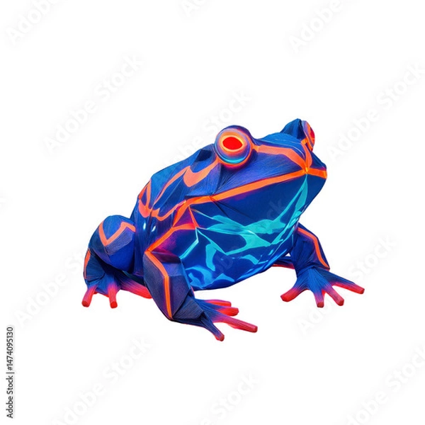 Fototapeta Vibrant Neon Frog Low Poly 3D Render