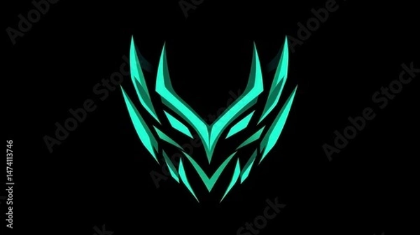 Obraz The black background minimalist game logo art silhouette creates a modern and mysterious aesthetic, as if peeking into a moment of concentration of a gamer enjoying his world.