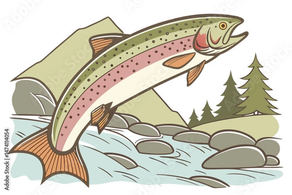 Obraz 135 high quality photo of a rainbow trout, detailed illustration, realistic, natural colors, swimming, close-up, 8k, photorealistic