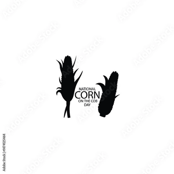 Obraz Corn and a text National Corn on The Cob Day. June 11 silhouette on white background