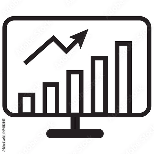 Fototapeta  Graph Presentation Icon, Data Visualization, Business Graph, Performance Chart, Statistical Report