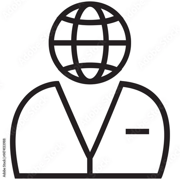 Fototapeta Global Management Icon, International Business Leadership, Global Strategy, Worldwide Operations, Multinational Management