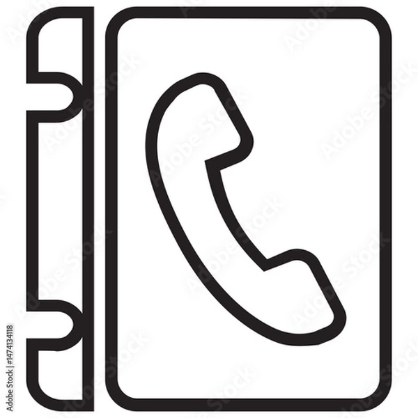 Fototapeta Phone Directory Outline Icon – Contact Book, Telephone Address Log Vector Illustration