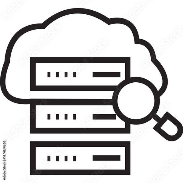 Fototapeta Server Search Icon, Database Query, Network Search, Server Lookup, Data Retrieval Symbol
