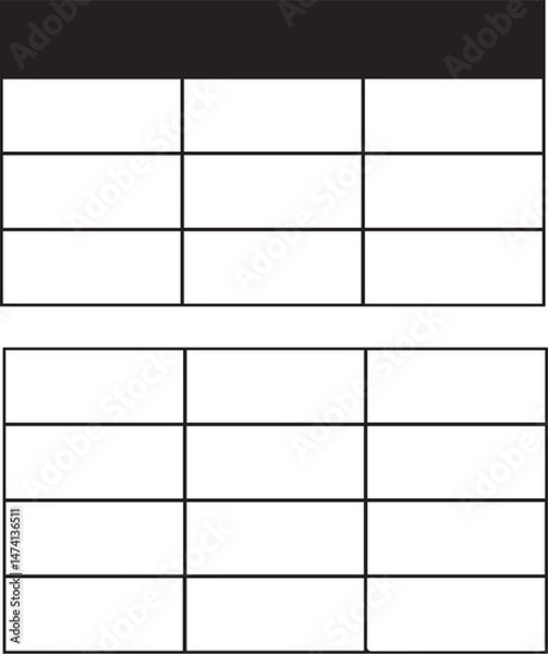 Fototapeta Editable Blank Table Layout for Data, Schedule, or Report Design