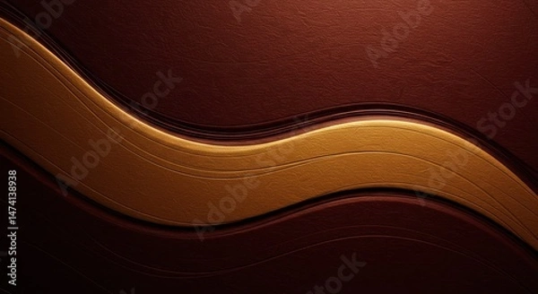 Fototapeta A gold and brown striped design with a wavy pattern