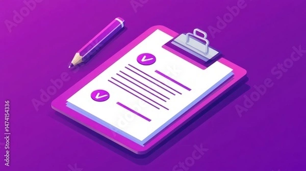 Fototapeta Clipboard with documents and pencil