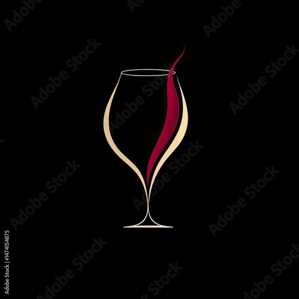 Obraz Single red wine glass with elegant transparent liquid isolated on black background