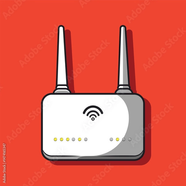 Fototapeta Flat Design WiFi Router Icon  Internet Connection Symbol
