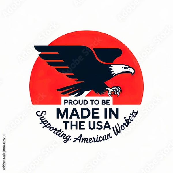 Obraz Elegant Eagle Emblem Representing American Patriotism And Commitment To Supporting Domestic Workforce
