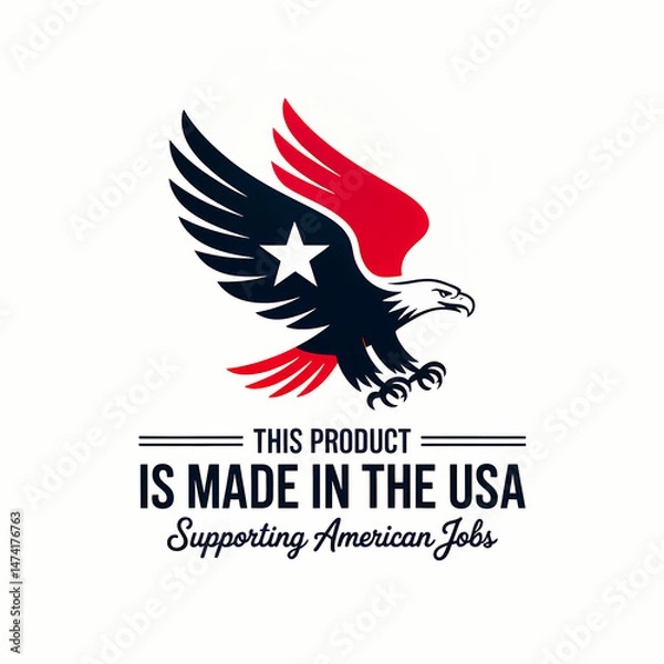 Obraz Professional American-Made Product Badge Featuring Iconic Bald Eagle Symbol And Patriotic Typography