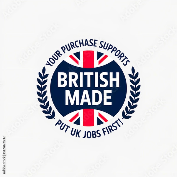 Obraz Premium British Manufacturing Badge Encouraging Consumer Support For Local Industry And Workforce
