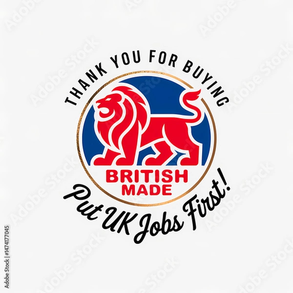 Obraz British Manufacturing Emblem Promoting Local Workforce Support And Consumer Advocacy