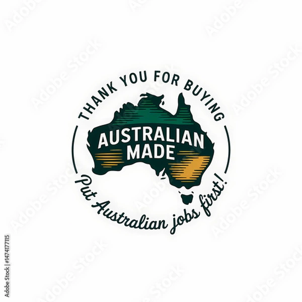 Obraz Circular Australian Manufacturing Badge Promoting Domestic Workforce Support And Ethical Consumer Choices
