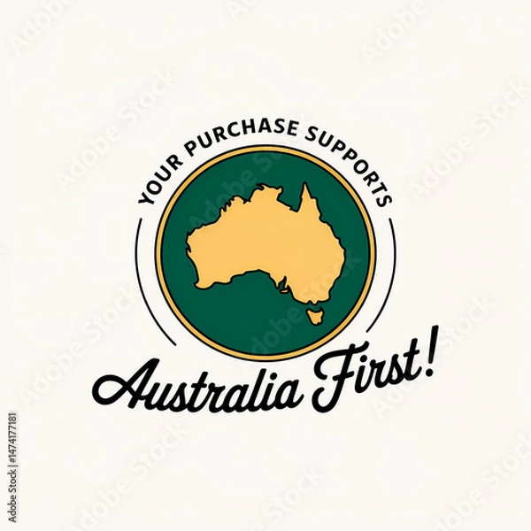 Obraz Circular Emblem Advocating Consumer Support For Australian-Made Products And Domestic Workforce Stability
